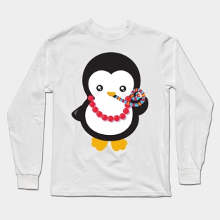 New Year Penguin, Penguin With Party Whistle Long Sleeve T-Shirt